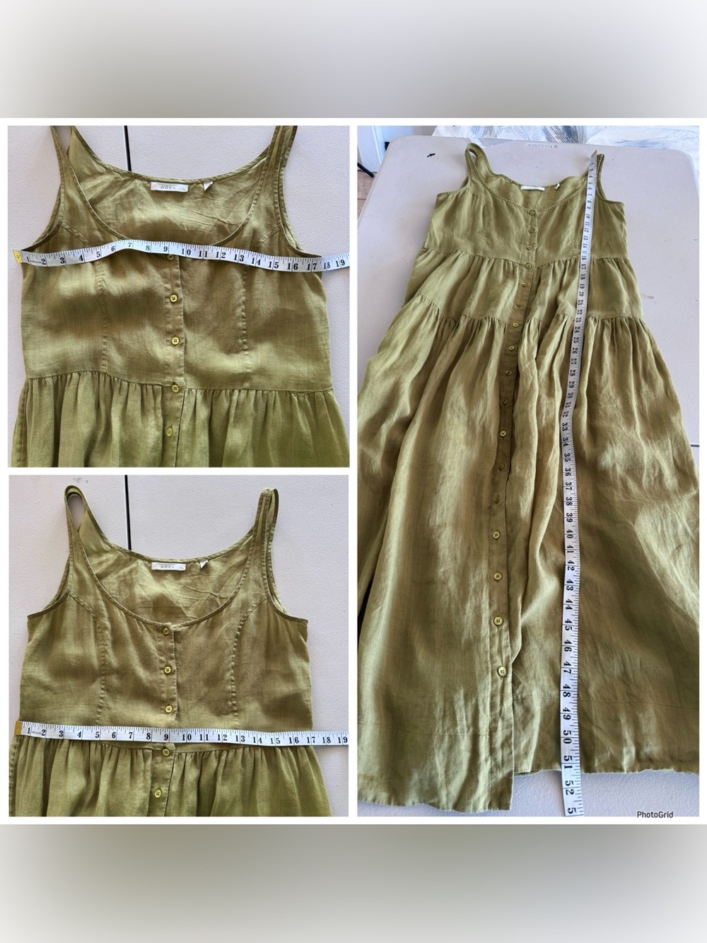 DOEN Avalon midi dress 100% ramie green Verbena color Medium - Picture 8 of 9